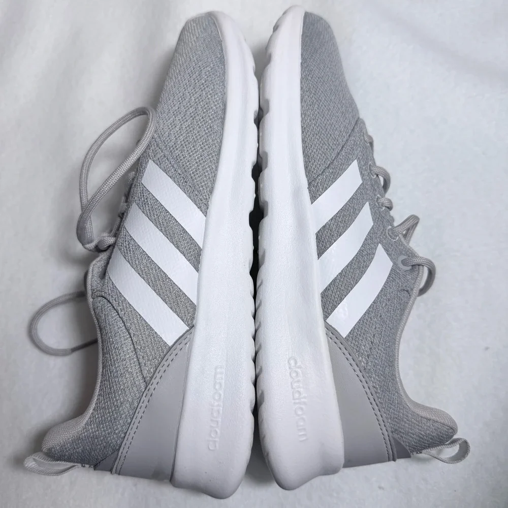 Adidas QT Racer 2.0 Women 8 Grey White Running Shoes FY8312 Cloudfoam Sneakers